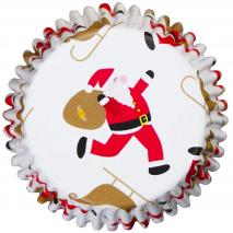Papel cupcakes metalizados Santa x30