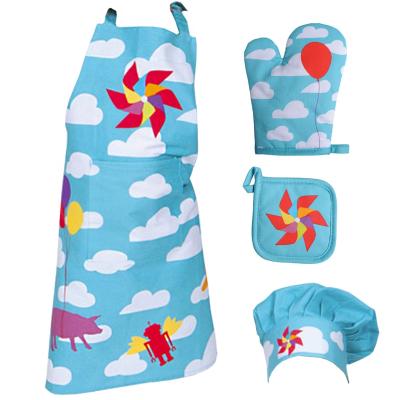 Set delantal cocina infantil 100% algod�n Nubes