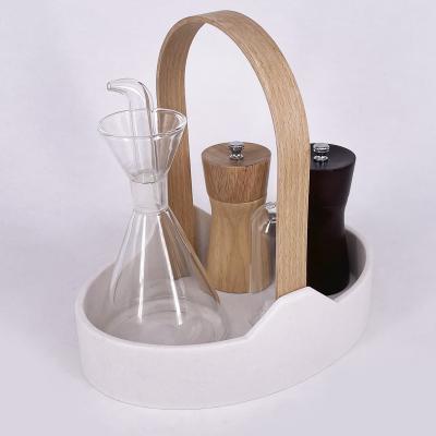 Bandeja soporte aceiteras doble K�nia m�rmol haya