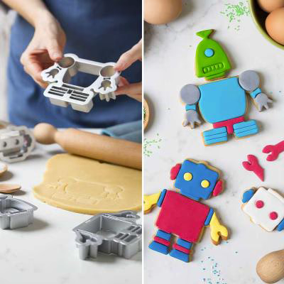 Set 2 cortadores galletas pl�stico Robot