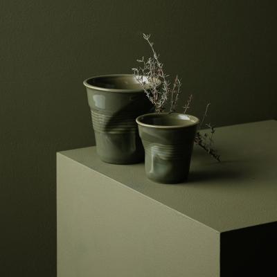 Taza capuccino arrugada 180 ml vert Garrigue