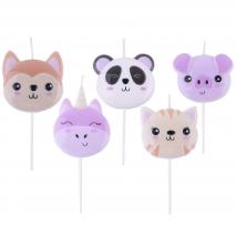 Set de 5 velas cumplea�os 3D Kawaii