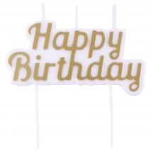 Vela topper Happy Birthday dorado