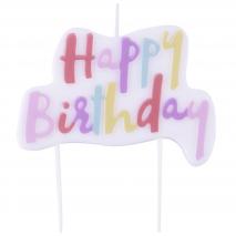 Espelma topper Happy Birthday Pastel