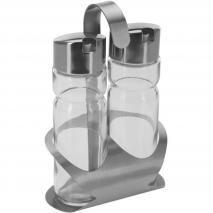 Set 2 aceitera y vinagrera con soporte acero