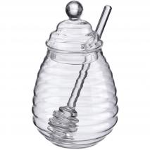 Tarro para miel con cuchara cristal 400 ml