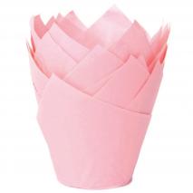 Paper cupcakes x36 Tulipa rosa bebè