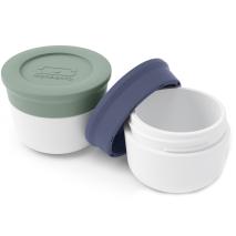 Set 2 pots condiments Bento Blau/verd natural