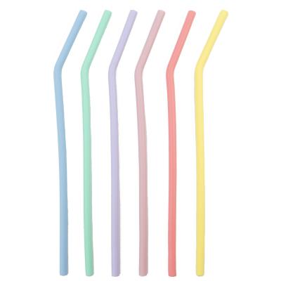 Set 6 pajitas curvadas silicona con cepillo
