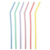 Set 6 pajitas curvadas silicona con cepillo