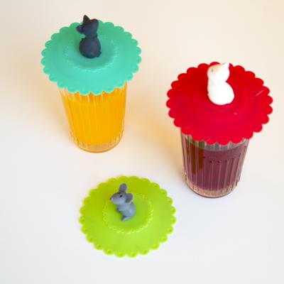 Tapa silicona para vaso y taza animales surtida