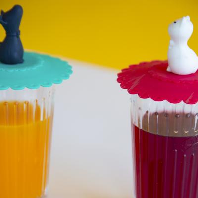 Tapa silicona para vaso y taza animales surtida
