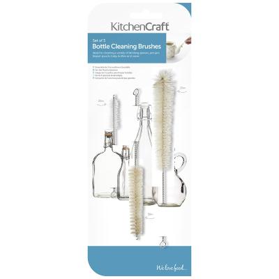 Set 3 cepillos limpieza de botellas