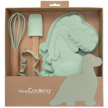 Juego 4 utensilios y molde para Pasteler�a Dino