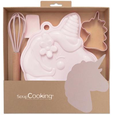 Juego 4 utensilios y molde para Pasteler�a Unicorn