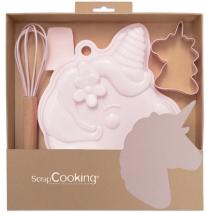Juego 4 utensilios y molde para Pasteler�a Unicorn
