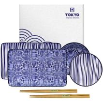 Set sushi 4 piezas y palillos l�neas y dots