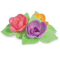 Set 6 decoracions sucre 6 roses amb fulles