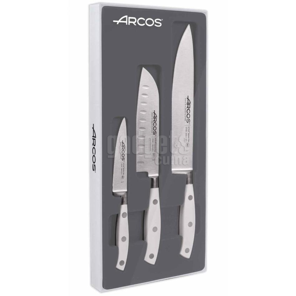 Set 3 cuchillos cocina Arcos Riviera blancos