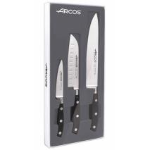 Set 3 cuchillos cocina Arcos Riviera negros
