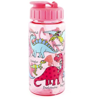 Botella agua con pajita Dinosaurios rosas