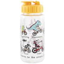 Botella agua con pajita Animales en bicicleta