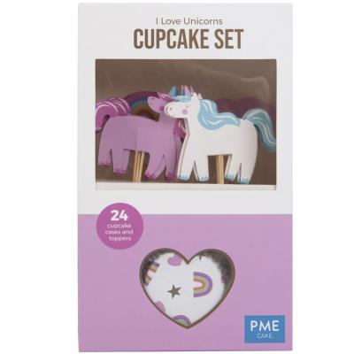Papel cupcakes y toppers x24 Unicorn