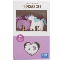 Papel cupcakes y toppers x24 Unicorn