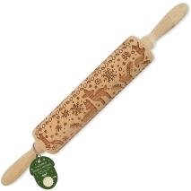 Rodillo de madera con grabado Woodland