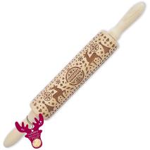 Rodillo de madera con grabado Xmas