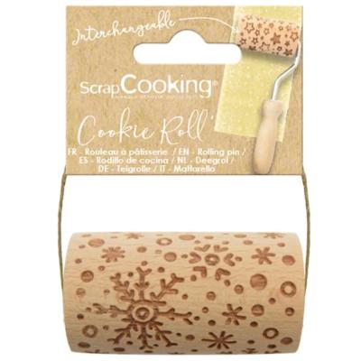 Rodillo intercambiable de madera grabado Snowflake