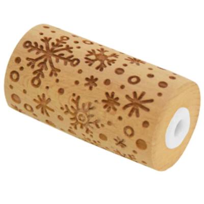 Rodillo intercambiable de madera grabado Snowflake