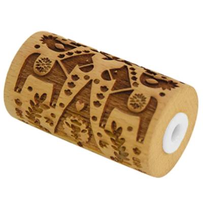 Rodillo intercambiable de madera grabado Xmas