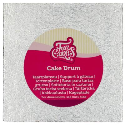 Base pasteles cuadrada plata 15 cm 12 mm