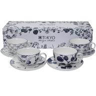 Set caf Espresso Flora Japonica 4 tasses i 4plats