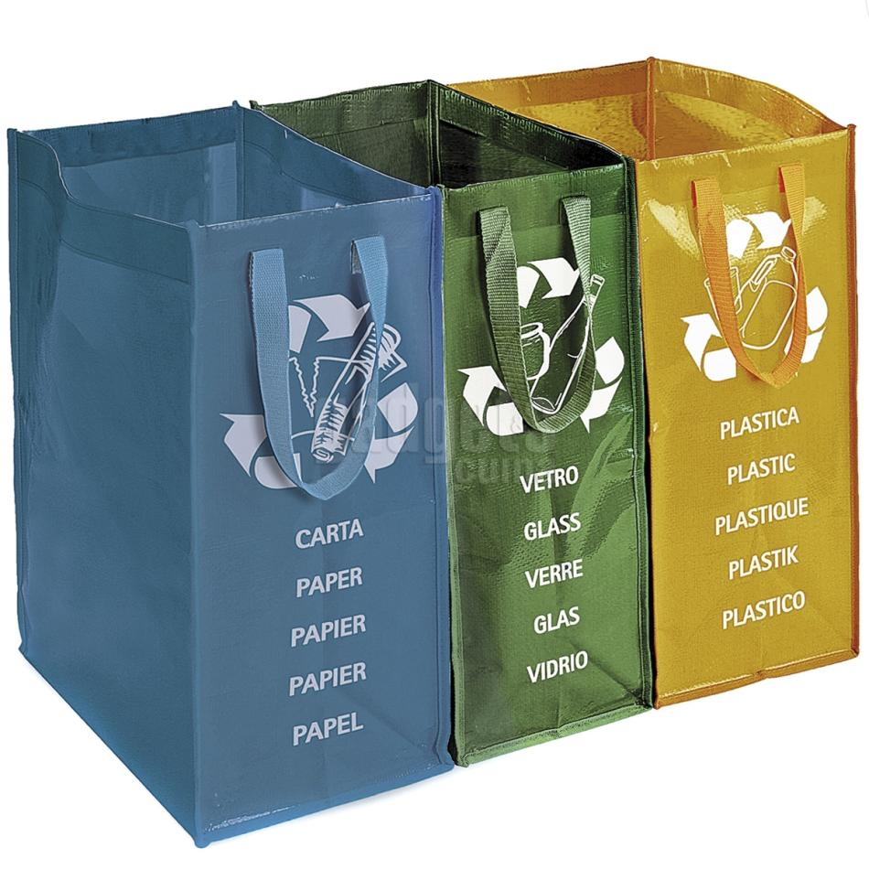 3 bolsas reciclaje basura