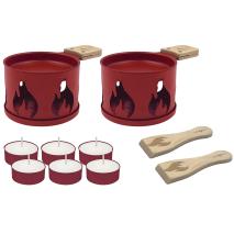 Set regalo 2x Raclette Cheminee rojo