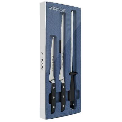 Set 3 cuchillos jam�n y chaira Arcos Manhattan