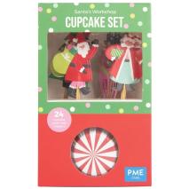 Paper cupcakes i toppers x24 Santa