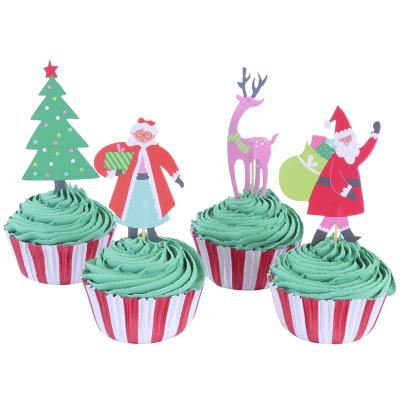 Papel cupcakes y toppers x24 Santa