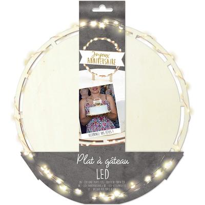 Plato presentaci�n redondo madera con Led