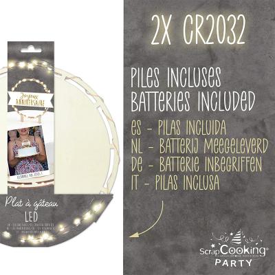 Plato presentaci�n redondo madera con Led