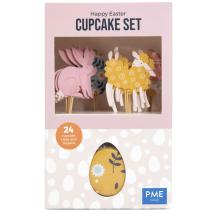Papel cupcakes y toppers x24 Pascua