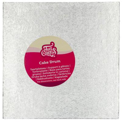 Base pasteles cuadrada plata 20 cm 12 mm