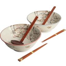 Set Ramen 3 gatos 2 boles 2 cucharas 4 palillos