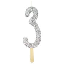 Espelma aniversari platejada n�mero 3