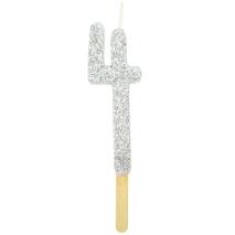 Espelma aniversari platejada nmero 4