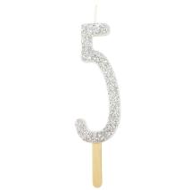 Vela aniversario plateada n�mero 5