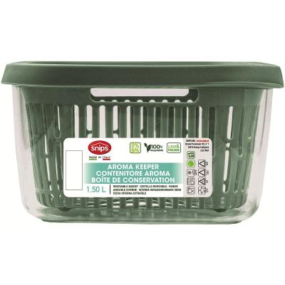 Fiambrera con rejilla fruta, verdura y pescado