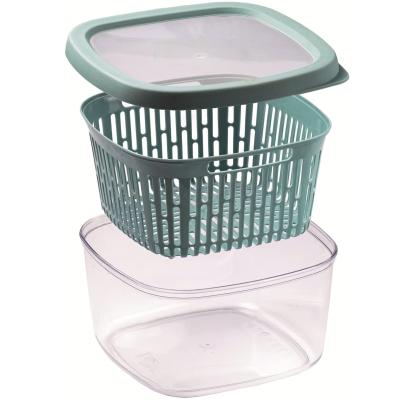 Fiambrera con rejilla fruta, verdura y pescado